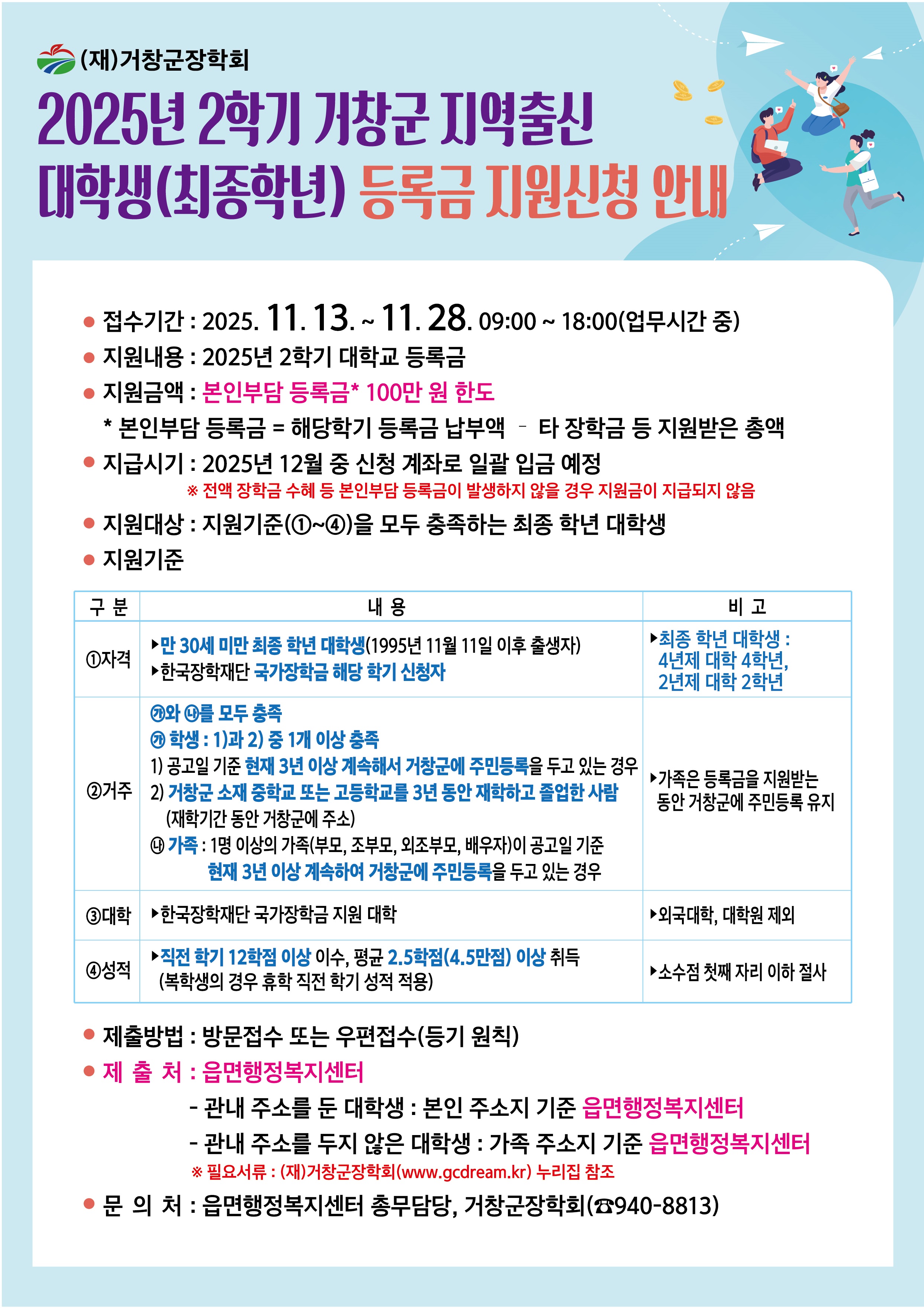 2025년 2학기 거창군 지역출신 대학생 등록금_홍보자료