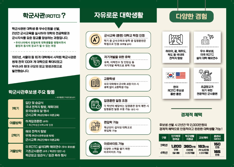 4월 26일(일)까지 2026학년도 전반기 학군사관후보생 모집이 진행된다
